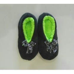 Cozy Soft Slippers - Black with Purple