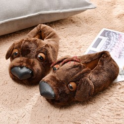 Sleepy Dog Slippers -Brown