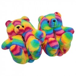 Teddy Bear Slippers-Rainbow...