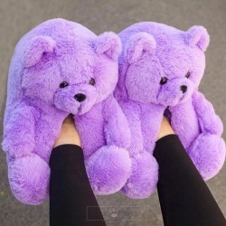 Teddy Bear Slippers Purple XL