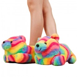 Teddy Bear Slippers Rainbow