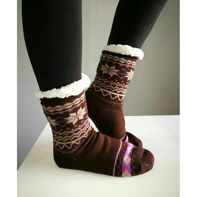 Fluffy Slipper Socks - Plain (Brown)