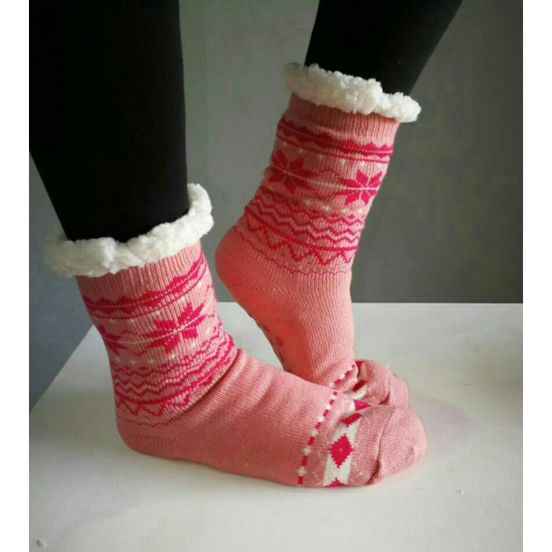 Fluffy Slipper Socks - Plain (Pink)