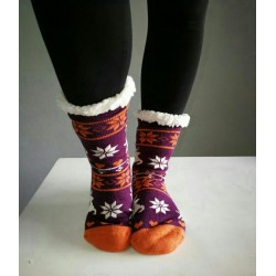 Fluffy Slipper Socks - Reindeer (Purple)