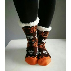 Fluffy Slipper Socks - Reindeer (Brown)