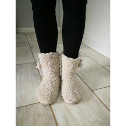 Soft Fleece Plush Slipper Boots - Beige