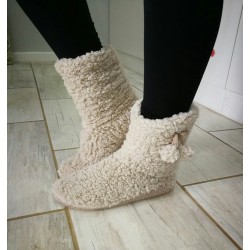 Soft Fleece Plush Slipper Boots - Beige