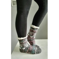 Fluffy Slipper Socks - Multi Design (Grey)