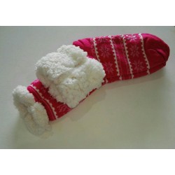 Fluffy Slipper Socks - Reindeer (Pink)