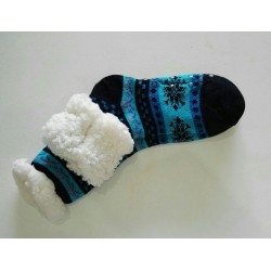 Fluffy Slipper Socks - Snowflake (Navy)