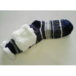 Fluffy Slipper Socks - Stripes (Navy)