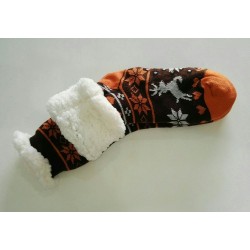 Fluffy Slipper Socks - Reindeer (Brown)